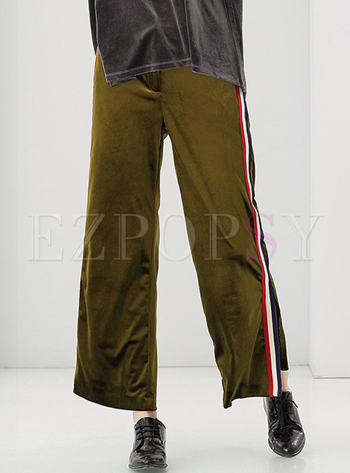 Corduroy Striped Loose Straight Casual Pants