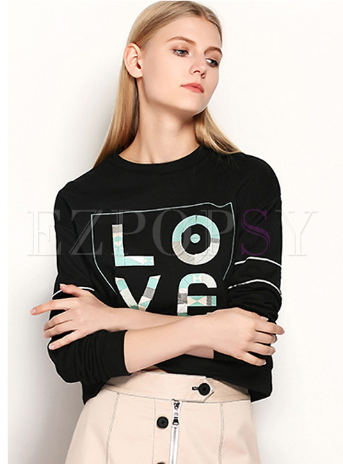 Stylish Long Sleeve Letters Sweatshirt 