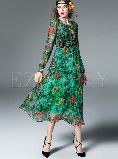Dresses | Maxi Dresses | Ethnic Hit Color Print V-neck Maxi Dress