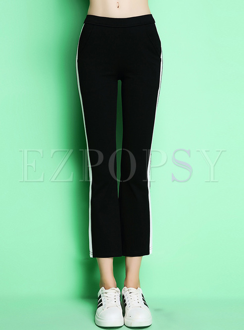 Casual Monochrome Color-matched Straight Pants