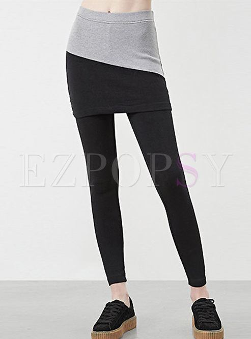 Slim Comfortable Patchwork Fake Two Piece Fitness Yoga Pants