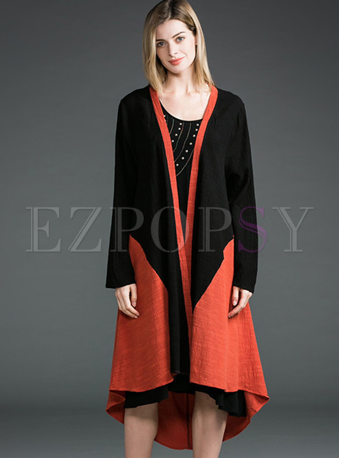 Casual Hit Color Loose Coat