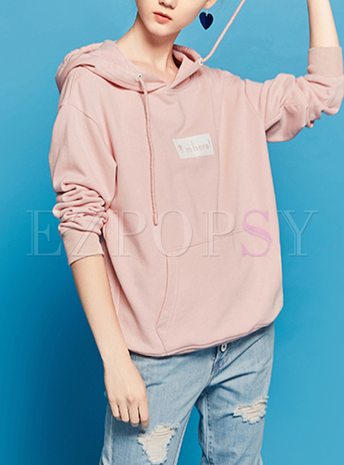Brief Loose Letter Patch Hoodie