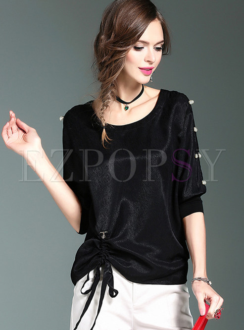 Casual Loose O-neck Pure Color T-shirt