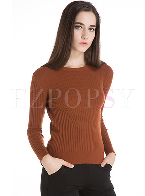 Slim O-neck Pullover Knit Sweater