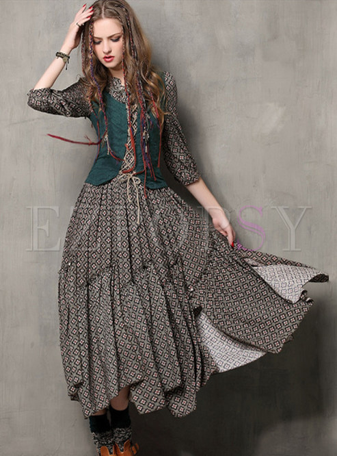 Dresses | Maxi Dresses | Mock Neck Lace Embroidered Asymmetric Maxi Dress