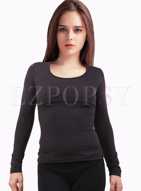 Stylish Long Sleeve Hollow Out Fitness Top