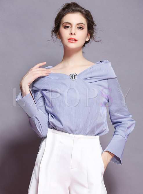 Tops | Blouses | Chic Flare Sleeve V-neck Pullover Blouse