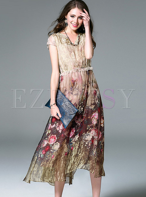 Dresses | Maxi Dresses | Chic Sleeveless A-line Floral Print Slit Maxi ...