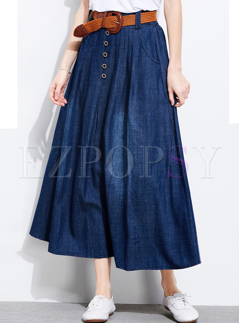 Skirts | Skirts | Vintage Loose Asymmetric Buttoned Denim Skirt