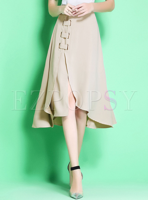 Elegant Asymmetric Split A-line Skirt