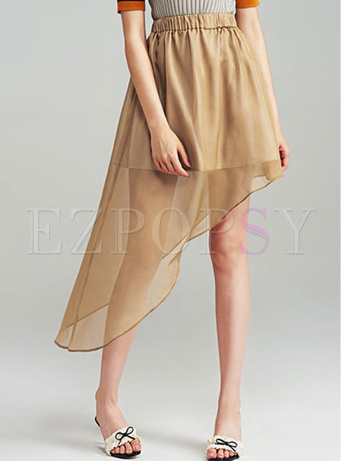 Casual High Waist Asymmetrical Slim Skirt 