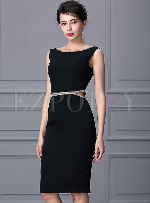 Dresses | Bodycon Dresses | Black Elegant Hollow Sleeveless Bodycon Dress