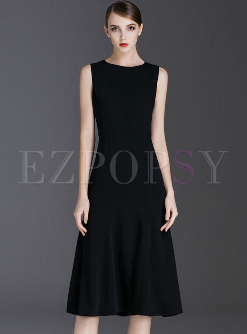 Black Elegant Sleeveless Skater Dress
