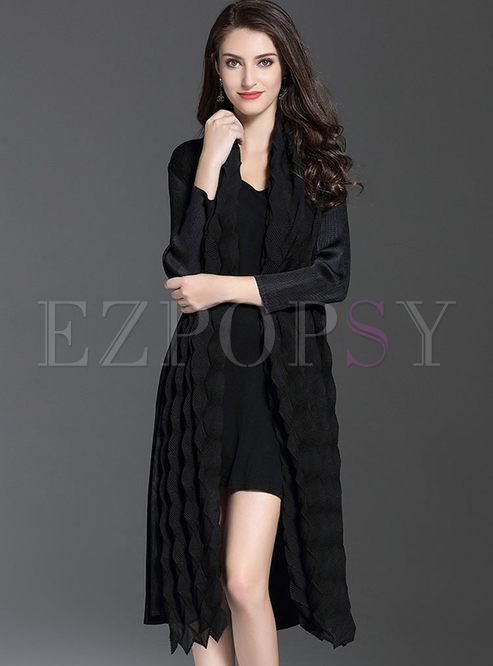 Chic Wrinkle Long Sleeve Trench Coat