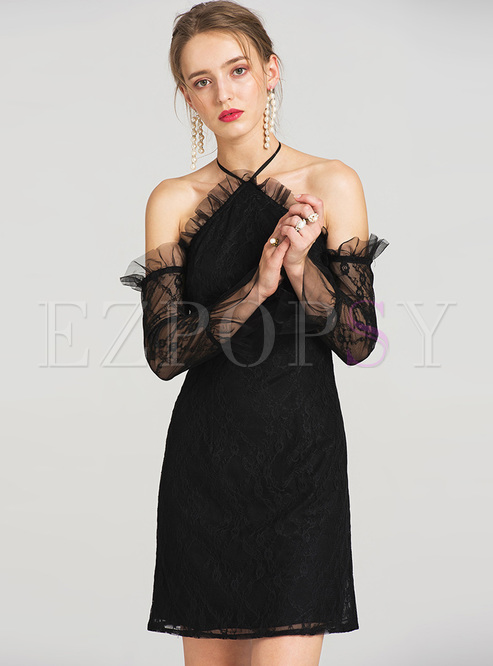 Black Sexy Off Shoulder Lace Bodycon Dress