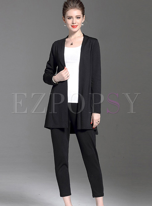 Brief Slim Long Sleeve Two-pieces Outfits