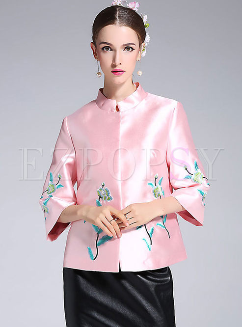 Ethnic Embroidered Tang Suit Coat