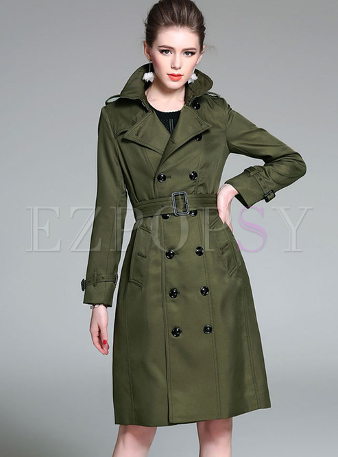 Stylish Tie Waist Double-breasted Trench Coat