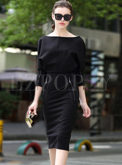 Stylish Solid Color Work Bodycon Dress