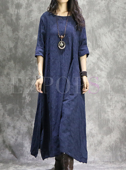 Dresses | Maxi Dresses | Blue Casual Asymmetric Hem Split Maxi Dress