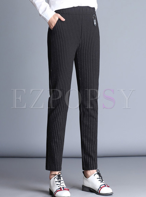 Fashion Vertical Striped Straight Pants