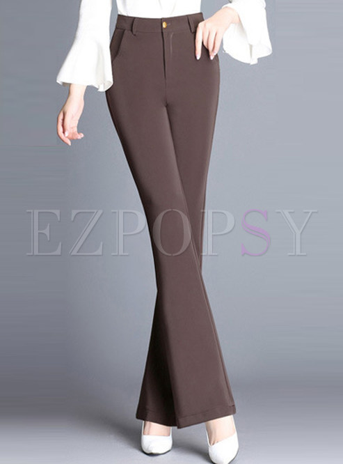 Brown Brief High Waisted Flare Pants