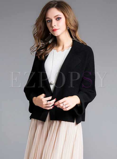 Street Turn Down Collar Loose Knitted Coat