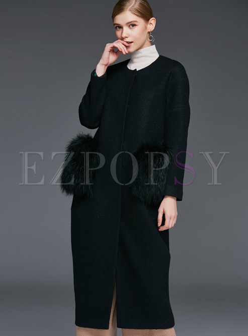 Stylish Loose Long Sleeve Woolen Coat