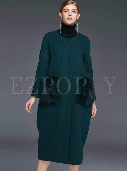 Stylish Loose Long Sleeve Woolen Coat
