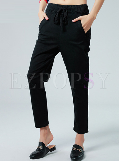 Fashion Black Letter Harem Pants