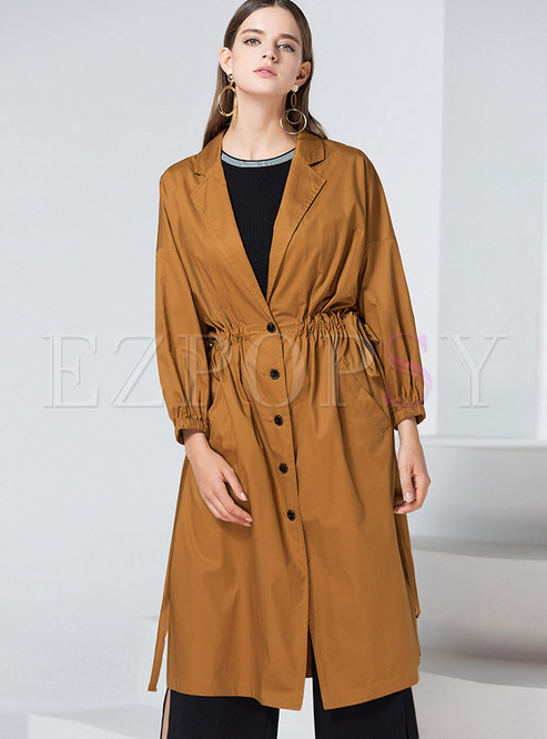 Brief Tie Waist Single-breasted Trench Coat