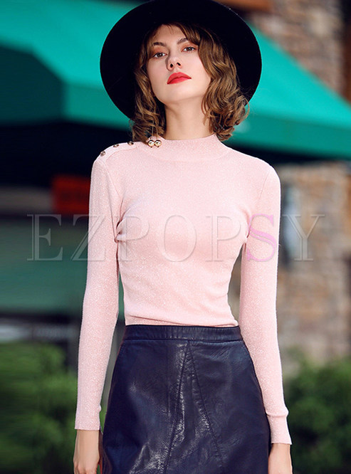 Pink Street Slim Long Sleeve Sweater