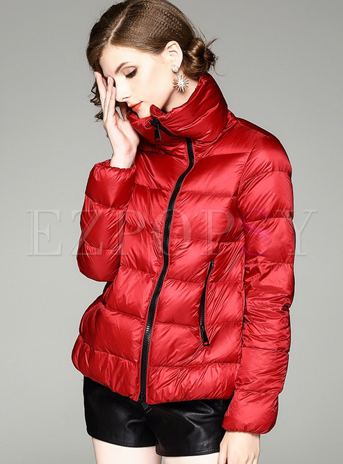 Red Fashion High Neck Down Coat