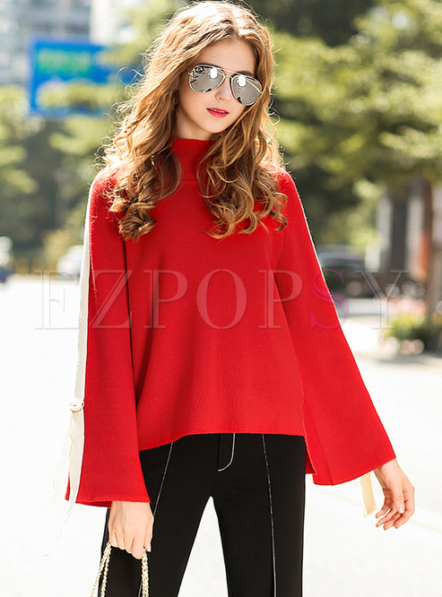 Street Color-blocked Loose Sweater