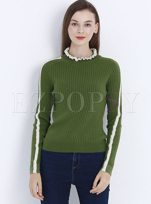 Brief Stringy Selvedge Hit Color Knitted Sweater