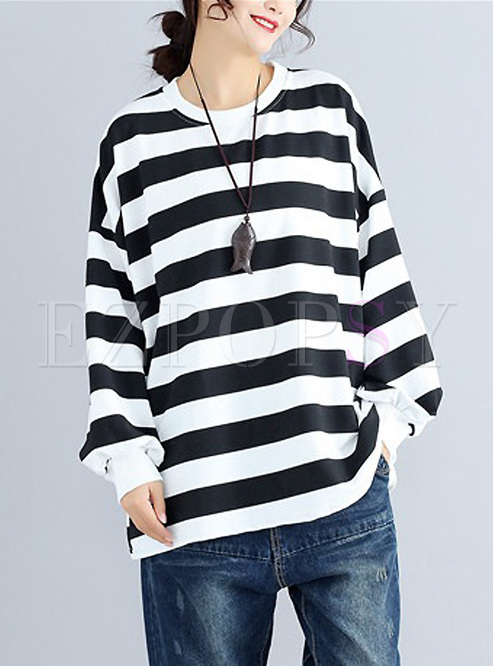 Oversized Monochrome Striped T-shirt