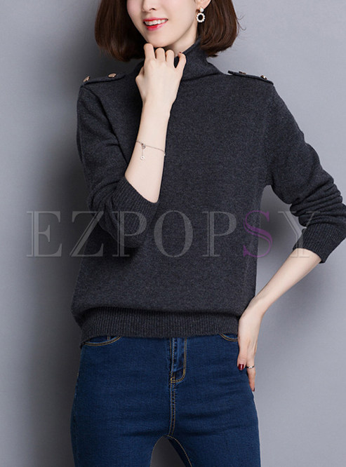Brief Turtle Neck Wool Knitted Sweater