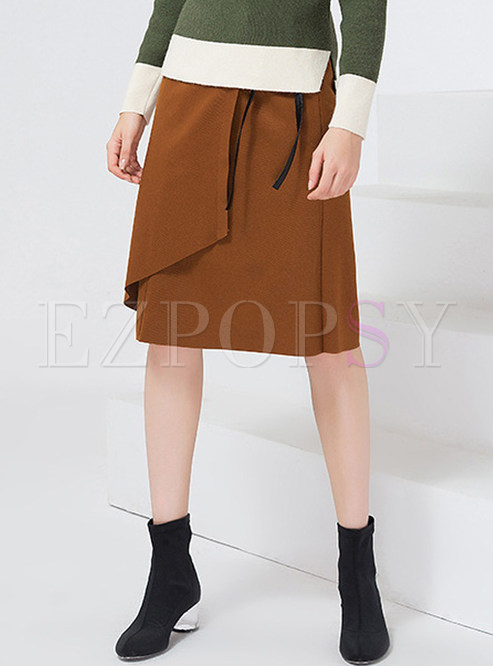 Stylish Lacing Splicing A-line Skirt