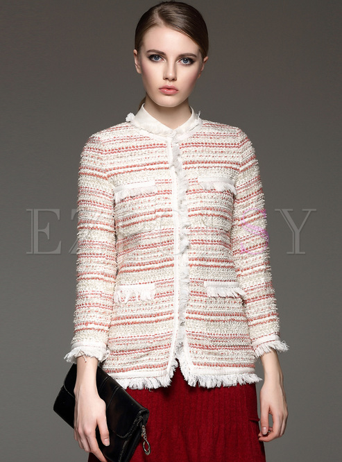 Elegant Embroidery Crochet Coat