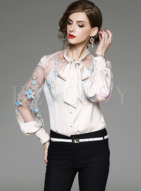 Tops | Blouses | Sexy See Through Embroidery Blouse