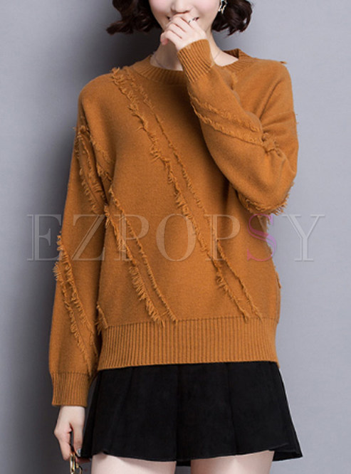 Brief Rough Selvedge Warm Knitted Sweater