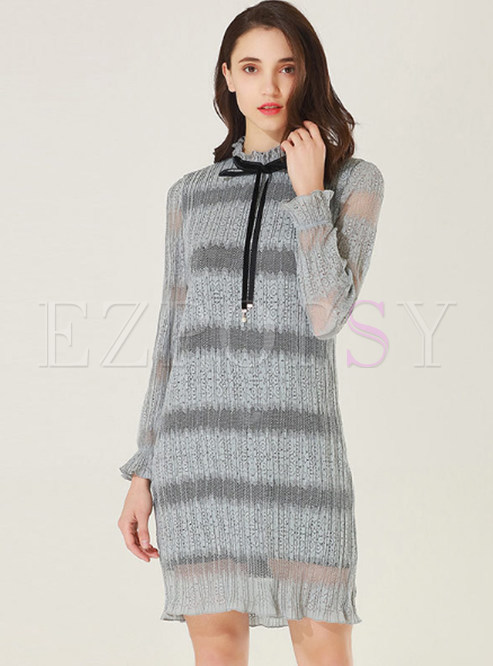 Stylish Striped Hit Color Shift Dress