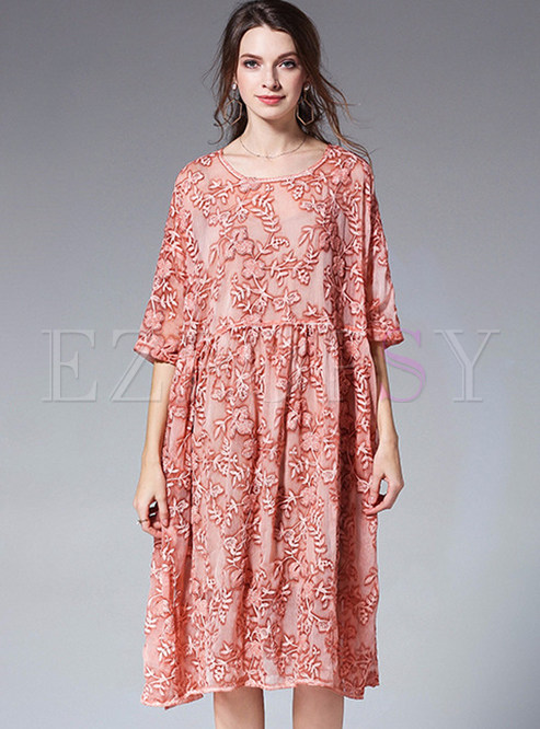 Dresses | Shift Dresses | Pink Stylish Embroidered Shift Dress