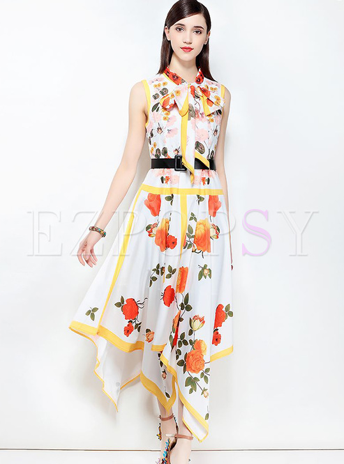 Dresses | Maxi Dresses | Street Print Asymmetric Hem Maxi Dress