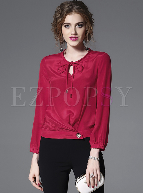 Tops | Blouses | Brief Tied Asymmetric Pullover Blouse