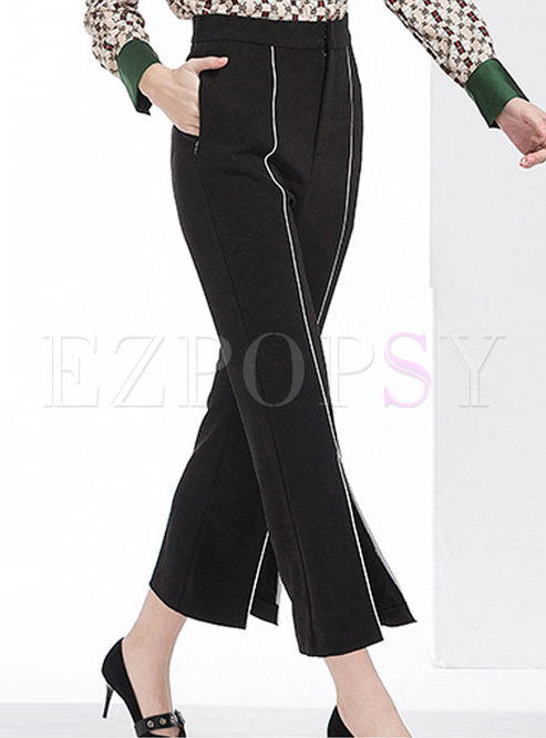 Casual Ankle-length Splicing Flare Pants