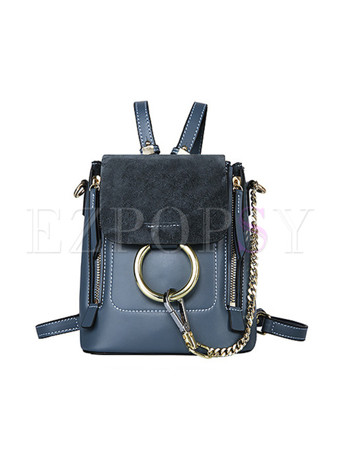 Chic Color-blocked Chain Backpack