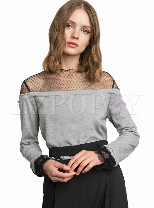Sexy Lace Perspective Slim Sweatshirt