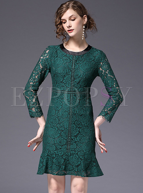 Green Lace Bodycon Mermaid Dress